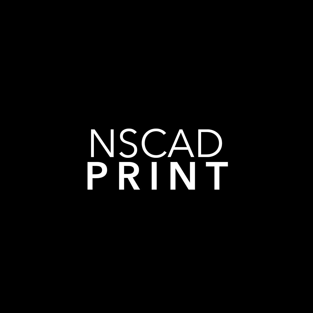 White text that reads "NSCAD PRINT" on a black background