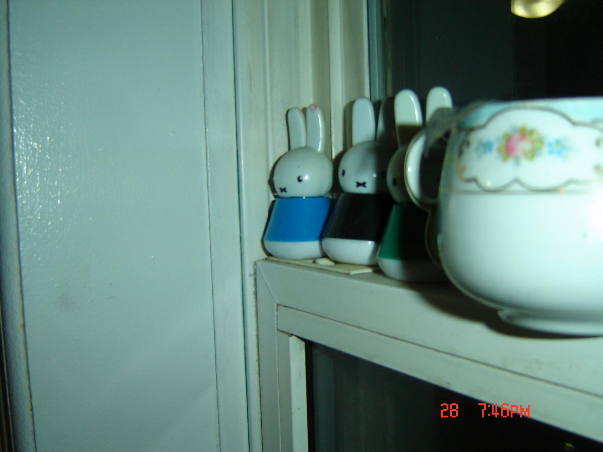 Photograph-themed markers and teacup next to window    