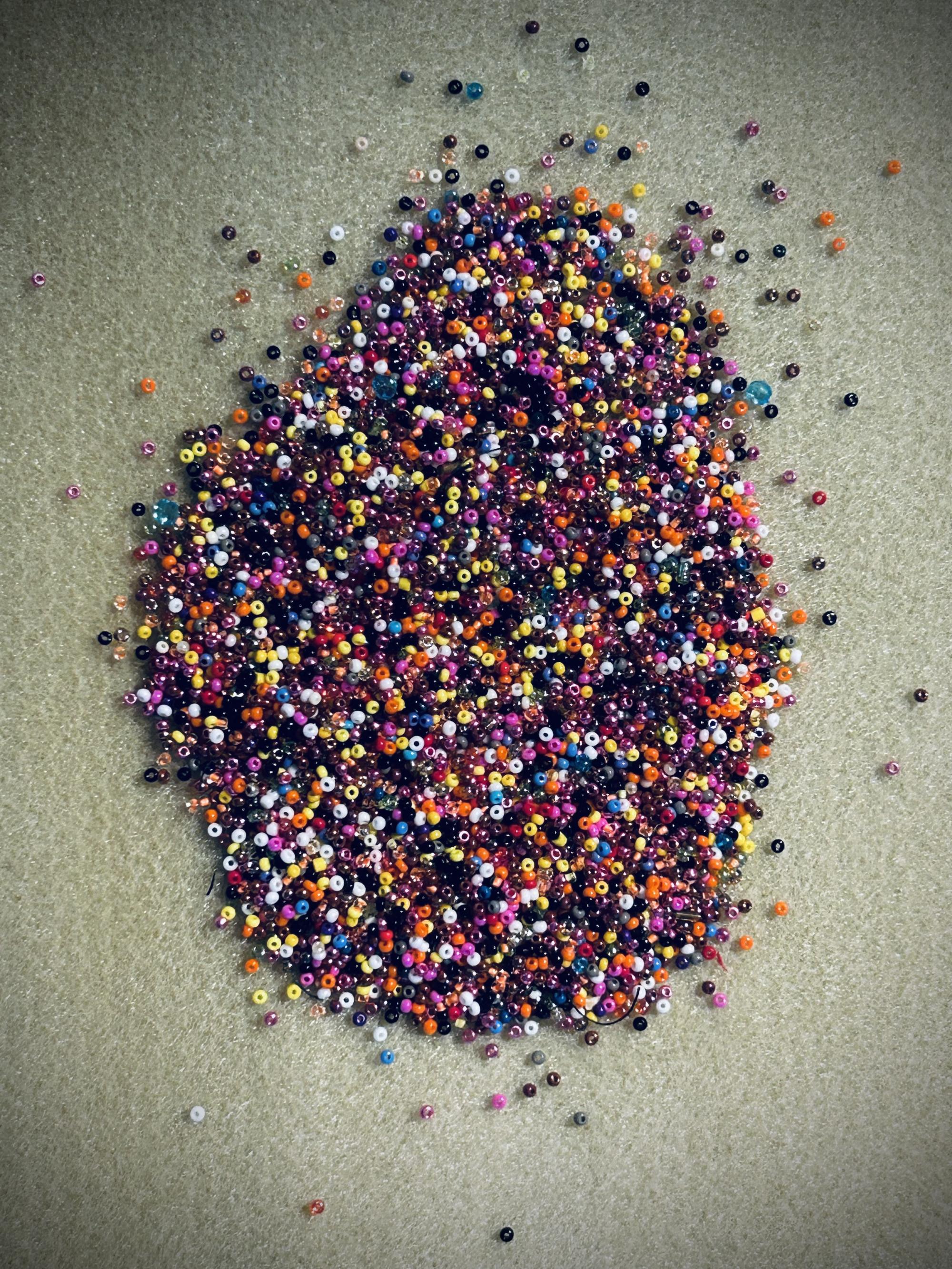 A pile of multicoloured beads. 