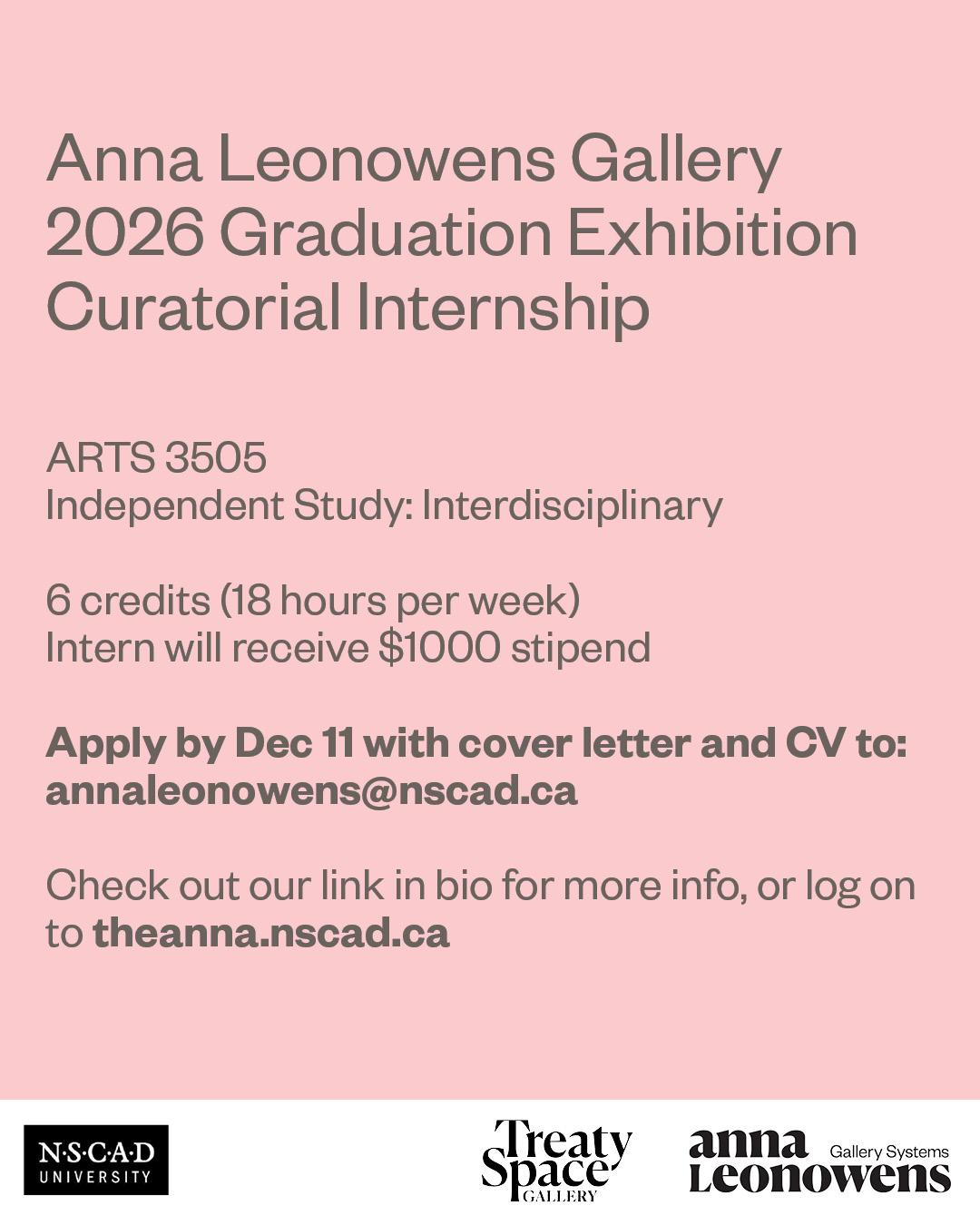Call for 2026 Grad Exhibition Curatorial Intern