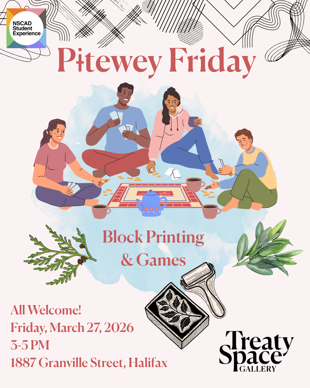 A group of multi-racial people gather around a board game with tea.