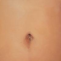 Image of an oil painting of an innie belly button. 