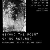 Black background with eerie white negative landscape. BEYOND THE POINT OF NO RETURN: PHOTOGRAPHY AND THE ANTHROPOCENE. LOGAN HATT, MAILEY HORNER, ANDREW MAIZE, TOVAH WILLIAMS, CURATED BY: LOGAN RAYMENT